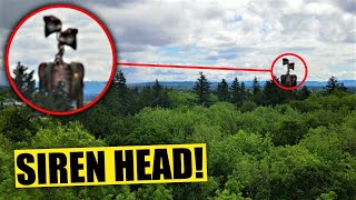 My DRONE caught SIREN HEAD in a CREEPY FOREST Real life Siren Head Caught on Camera [upl. by Annaeirb128]