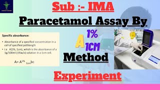 Paracetamol Assay by A11cm Method Expt  Specific Absorptivity Method  Determination of PCM conc [upl. by Thgiwd]