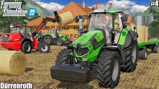 Dürrenroth HARVESTING WHEAT and BALING STRAW W DEUTZ FARHR│Dürrenroth│FS22│4 [upl. by Nostaw]