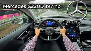 2023 Mercedes C220D W206 20 Turbo Diesel RWD 197 hp  POV Test drive On wet German Autobahn [upl. by Annaeel]