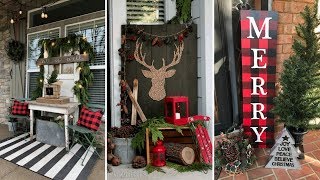 ❤DIY Rustic Farmhouse style Christmas Front Porch decor Ideas❤  Front door decor Flamingo Mango [upl. by Griseldis]