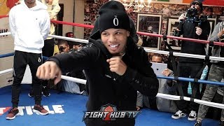 GERVONTA TANK DAVIS SHAKES OUT SHADOW BOXES DAYS AWAY FROM HUGO RUIZ FIGHT [upl. by Rodenhouse]