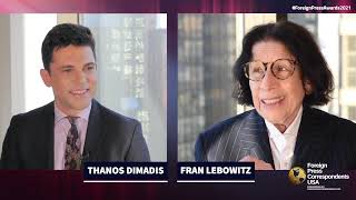 Fran Lebowitz speaks with Thanos Dimadis Association of Foreign Press Correspondents AFPCUSA [upl. by Ad]