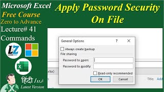 41 How to Apply Password  Security on Excel File  Microsoft Excel Free Course learning excel [upl. by Etnuahc277]