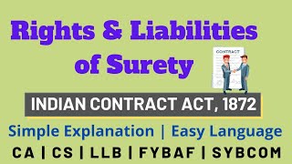 Rights and Liabilities of Surety  Law of Guarantee  Indian Contract Act [upl. by Nivla358]