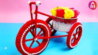 DIY Bicycle using cardboard amp wool  Home decor  Best Out of Waste  Artsy Madhu 24 [upl. by Dajma505]