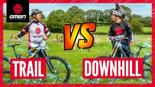 Trail Bike Vs Downhill Mountain Bike Challenges [upl. by Chester]