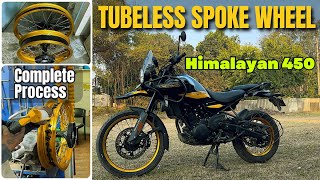 New HIMALAYAN 450 with Tubeless Spokes Wheel  Tube to Tubeless Conversion  WAY2SPEED Kit [upl. by Henry]