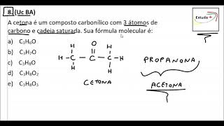 A cetona é um composto carbonílico com 3 átomos de carbono e cadeia saturada Sua fórmula é [upl. by Solon]