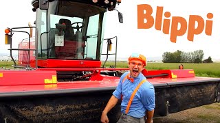 Blippi Explores A Swather  Construction Trucks For Kids  Tractors And Trucks For Children [upl. by Inaluiak]