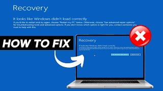 Fix RECOVERY It Looks Like Windows Didnt Load Correctly on Windows 1011 [upl. by Helban]