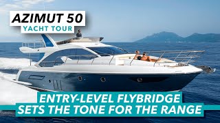 Azimut 50 yacht tour  Entrylevel flybridge sets the tone for the range  Motor Boat amp Yachting [upl. by Athalie]