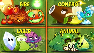 Random 4 Team LASER x CONTROL x ANIMAL x FIRE Plants Battles  Who Will Win  PvZ 2 Team Plants [upl. by Orat983]