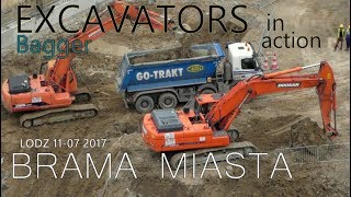 BRAMA MIASTA  Excavators in action  Koparki w akcji  Łódź 11072017 [upl. by Ariem]