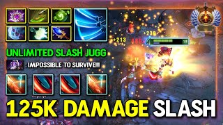 125K SLASH DAMAGE CARRY Juggernaut Aghs Scepter  Refresher Orb Build Unlimited Slash 736a DotA 2 [upl. by Siletotsira]