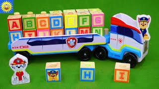 Paw Patrol Toys Best Learning Video for Kids Alphabet ABC Block Paw Patroller Truck Animal Puzzle [upl. by Adlev]