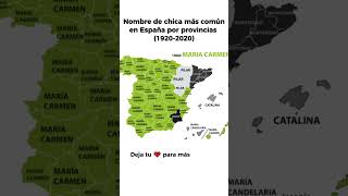 Nombres de chica más común En España por provincias 19202020 mapas mapa maps spain nombre [upl. by Leinod]