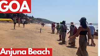 Goa Anjuna Beach  Goa 2024  Huge Crowd  Situation Update Goa Vlog  Walking Tour [upl. by Ehcram]