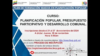 PLANIFICACIÓN POPULAR PRESUPUESTO PARTICIPATIVO Y DESARROLLO COMUNAL [upl. by Clorinda]