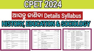 Detail Syllsbus History Education amp Sociology CPET 2024  Rashmi Tutorial  Odisha Pg Entrance [upl. by Anuait857]