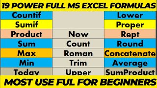 19 Powerful Formulas Will Definitely Make You Excel Expert  Most Useful Excel Formulas [upl. by Revert]