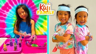 Emma and Kate Tie Dye Challenge Learn How To Swirl Tie Dye [upl. by Salb]