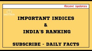 Indias Rank in Latest Indexes II Complete List II Most important [upl. by Bright]