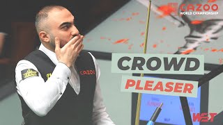 Hossein Vafaei Crowd Pleases at The Crucible  2023 Cazoo World Championship [upl. by Atahs360]