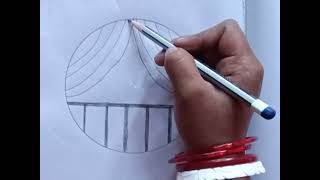 how to Draw  Circle Pencil balcony scenary  Easy Drawing step by step rongtuli [upl. by Zoi]