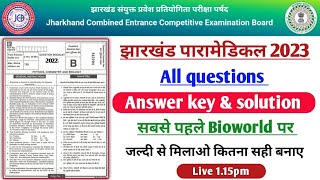 Jcece paramedical exam 2023 answer key  Jharakhand paramedical exam 2023 answer key and solution [upl. by Kolnick]