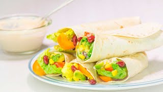 Die EINFACHSTEN Wraps mit cremiger Knoblauchsoße 😋🌮 Köstliche vegane Wraps mit gesunder Cashew Soße [upl. by Avis]