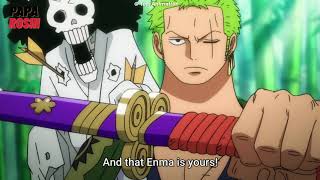 ZORO GETS ENMA  MOMONUSKE GETS AME NO HABAKIRI  ODENS LEGENDARY SWORDS  ONE PIECE CLIPS [upl. by Trometer]