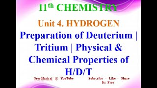 Preparation of Deuterium  Tritium  Physical amp Chemical Properties of HDT  in Tamil 11th [upl. by Angadresma]