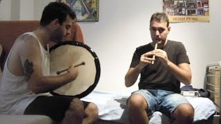 The London Lasses Reel on tin whistle and bodhrán [upl. by Constantia]