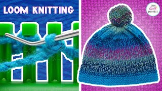 Loom Knitting Hat  EASY Loom Knit Hat Tutorial for Beginners [upl. by O'Grady]