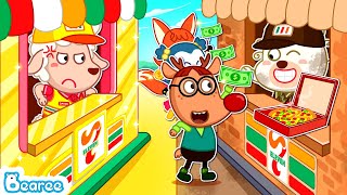 Beary Tales 🐾 Rich 7Eleven vs Poor 7Eleven Convenience Store Kids Pretend Play Selling Food Toys [upl. by Romeyn]