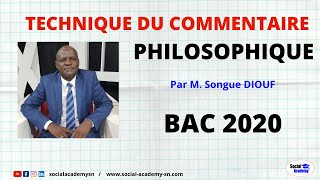 TECHNIQUE DE COMMENTAIRE EN PHILOSOPHIE  Pr Songue DIOUF [upl. by Onaireves]