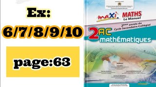 symétrie axiale maxi maths 2AC exercices 678910 page 63 [upl. by Eiroc301]