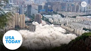 15 buildings in China get demolished simultaneously  USA TODAY [upl. by Hyacinthe]