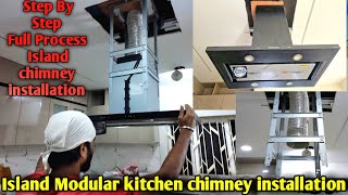 Island chimney installation Elica Island chimney installationHow to install Island Kitchen chimney [upl. by Eahsel357]