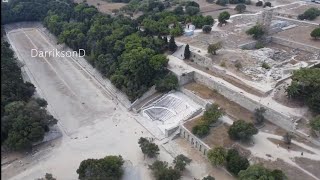 Drone footage Rhodos town  Port  Old ancient stadium  Greece [upl. by Irisa425]