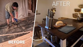 Transforming SCRAP WOOD Into a Rustic Farmhouse Kitchen Island  DIY Reclaimed Wood Project [upl. by Nazar]