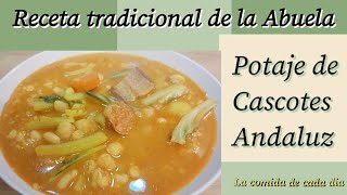 Potaje de cascotes tradicional AndaluzPotaje de garbanzos alubias blancas arroz acelgas y carne [upl. by Norok490]