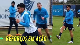 PRIMEIRO TREINO DE MIGUEL MONSALVE MATÍAS AREZO E ALEXANDER ARAVENA NO GRÊMIO [upl. by Haelem]