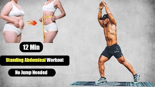 12 Minutes Standing Abs Workout At Home Without Jumping [upl. by Rodman]