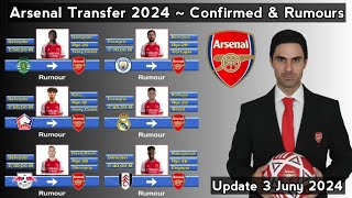 Arsenal Transfer 20242025  Confirmed amp Rumours With Raum amp Diomande  Update 3 Juny 2024 [upl. by Atinuaj]