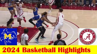 McNeese vs 2 Alabama Basketball Game Highlights 11 11 2024 [upl. by Nylarej]