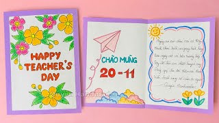 Cách làm thiệp 20 tháng 11  Làm thiệp 2011 đơn giản  Cách làm thiệp chúc mừng lớp 6 62 [upl. by Dohsar]