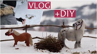 Vlog Zimowe zdjęcia modeli koni  DIY paśnik i ogrodzenie dla figurek Schleich Collecta Mojo [upl. by Ronn]