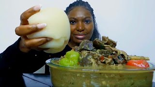 Asmr mukbang white soup with assorted meat and cassava fufu [upl. by Eadith]